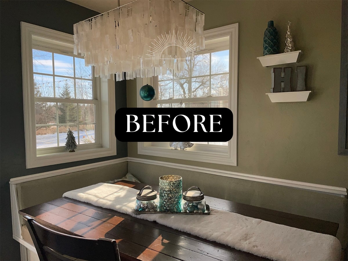 before photo of breakfast nook