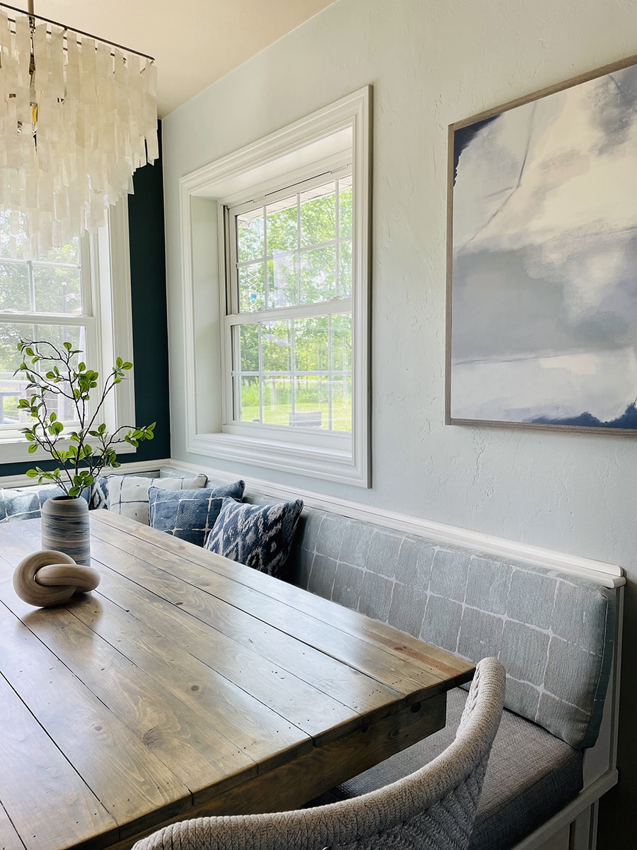 Breakfast Nook Wall painted Silver Strand next to window with lots of natural light