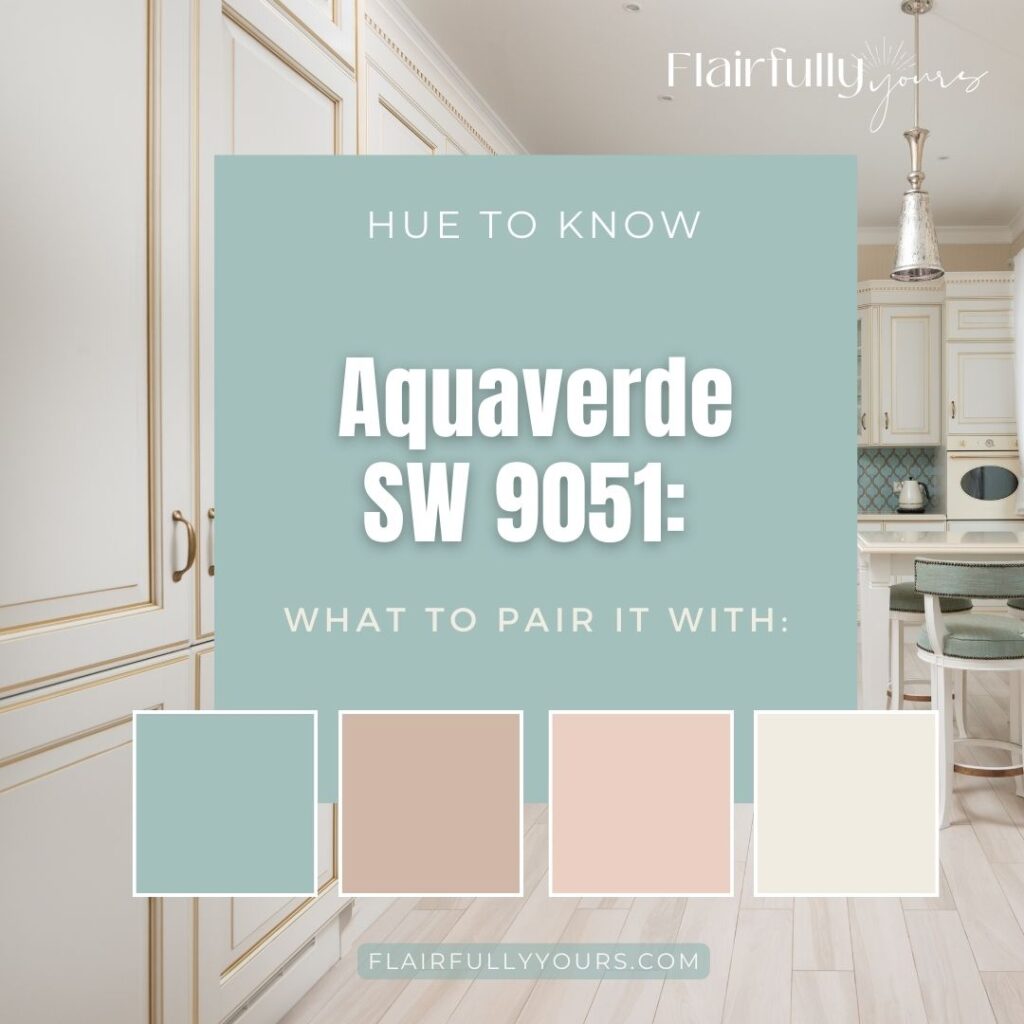 Aquaverde SW 9051 color palette with blush and soft coral accent colors