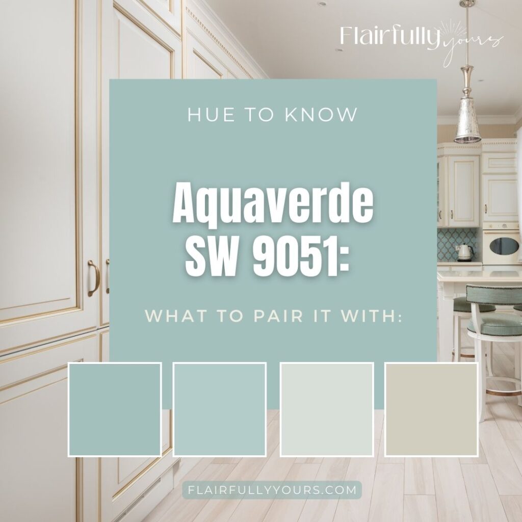 Aquaverde SW 9051 color palette with warm neutral pairings for a coastal home