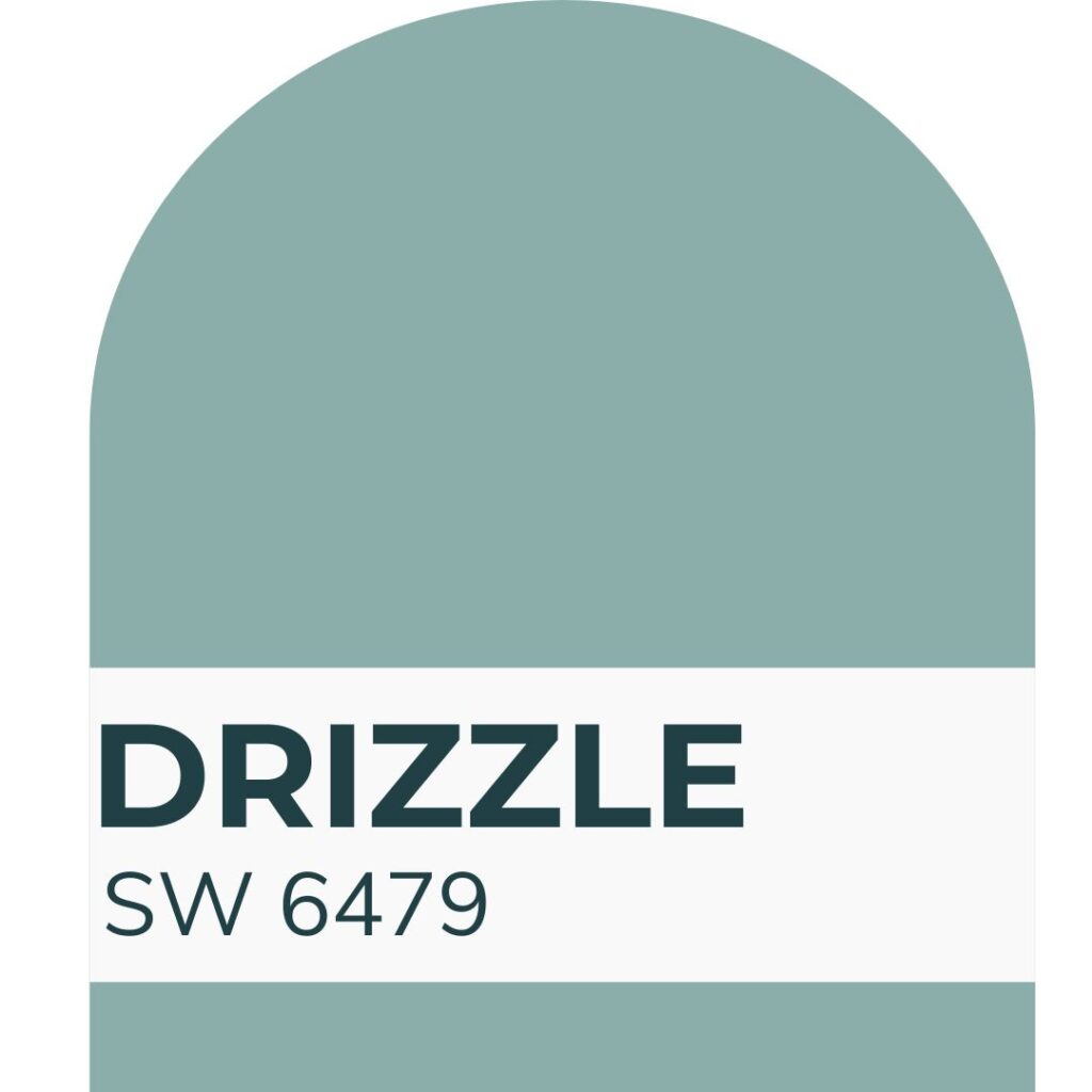 Sherwin Williams Drizzle paint swatch – bold aqua interior paint color for coastal homes