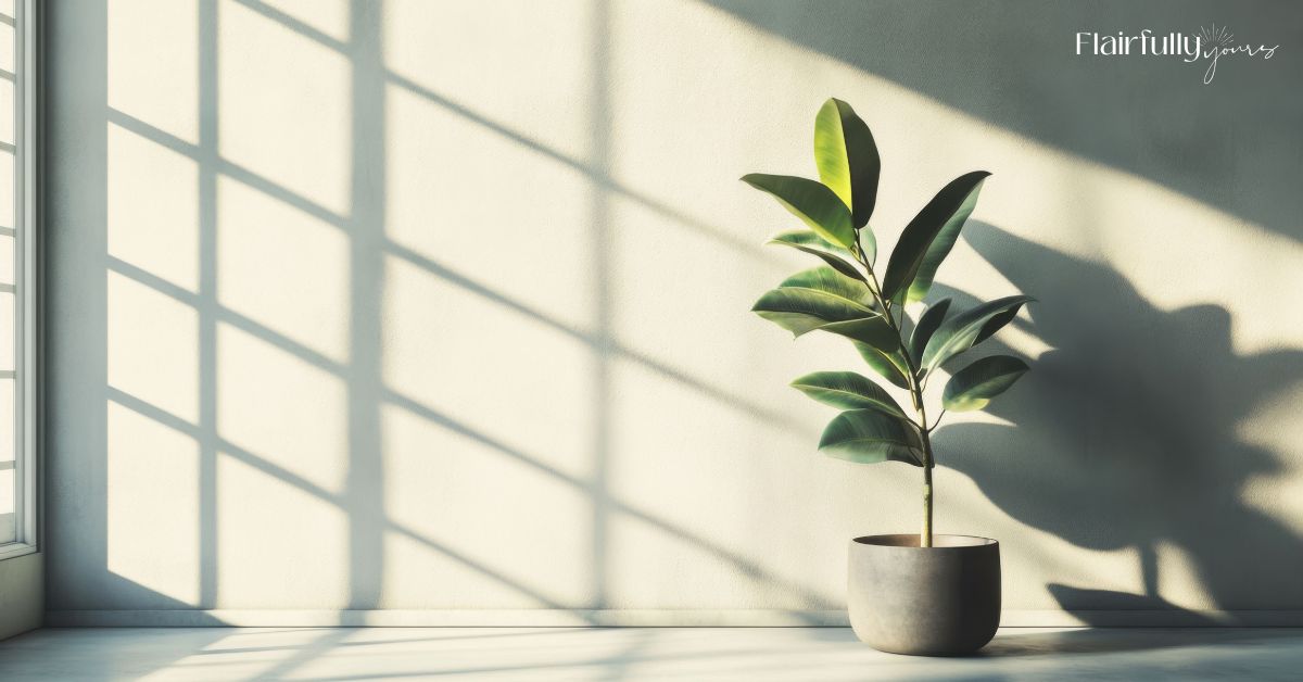 Soft sunlight and plant shadows on a neutral wall showing how light affects paint color in a home.
