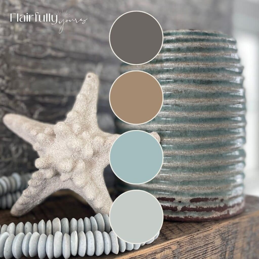 Choosing paint colors using a four color coastal palette with clear color roles
