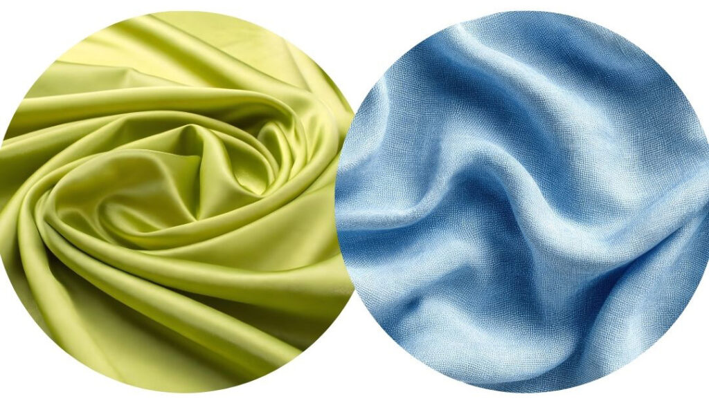 Chartreuse and light blue fabric colors shown side by side as a pop of color reference
