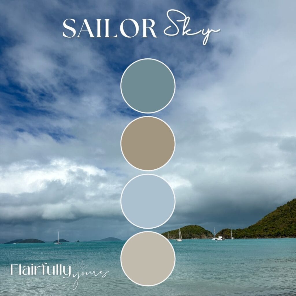 Inspired by Cinnamon Bay’s stunning soft sand and calming blue hues, Sailor Sky will bring the beach vibes to your home.