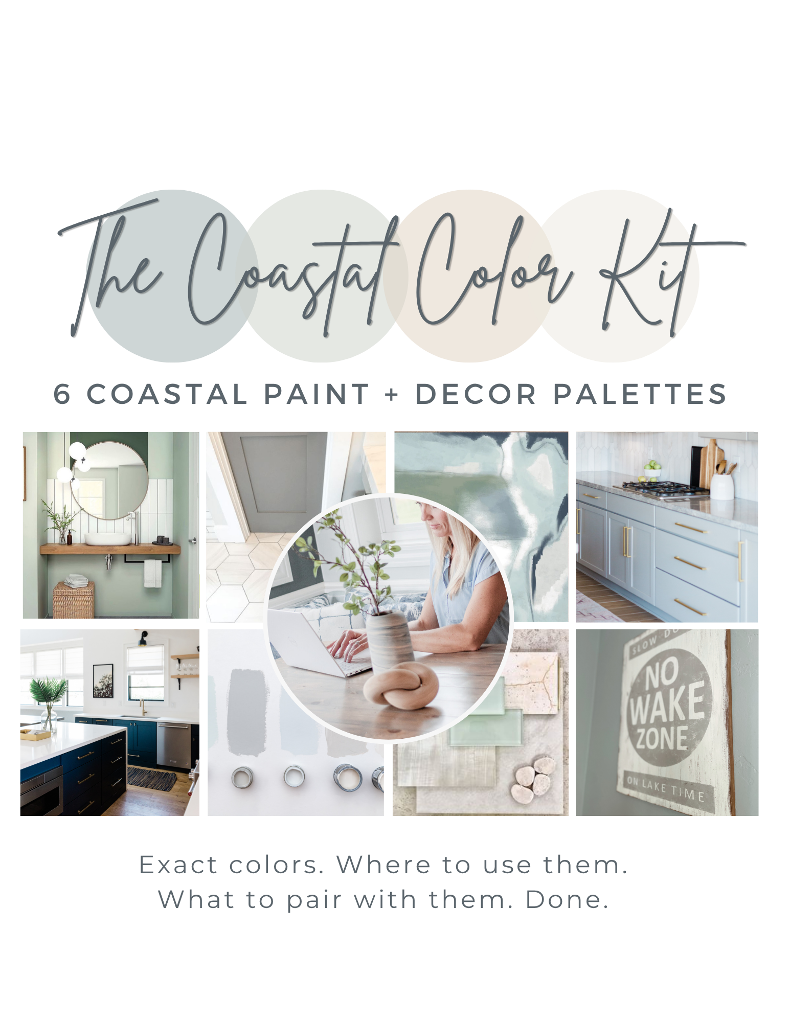 The Coastal Color Kit featuring 6 coastal paint and decor palettes with color, decor, and styling inspiration.