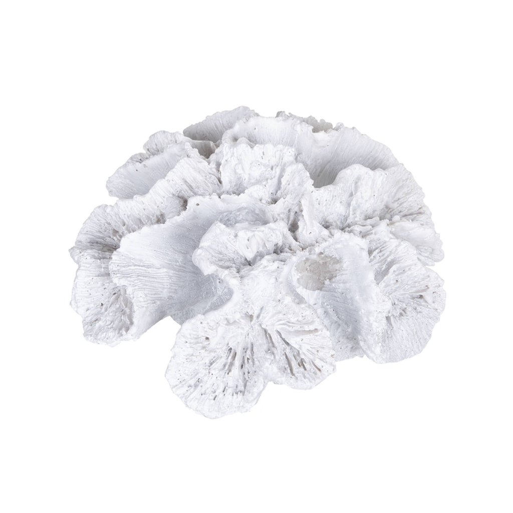 White decorative coral accent for coastal console table decor